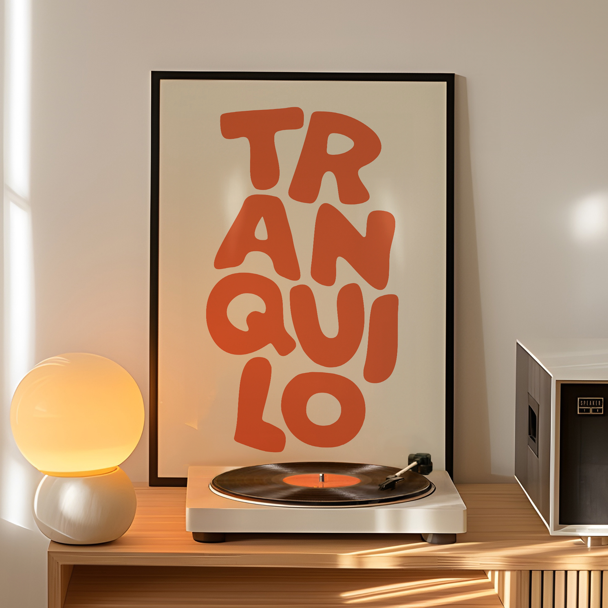 Home Decor Retro - Boho Tranquilo Orange Cream Retro Typography