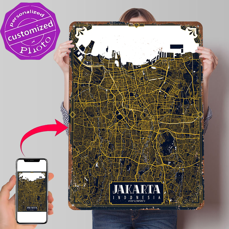 Home Decor Jakarta - Jakarta City Map Art Deco Poster
