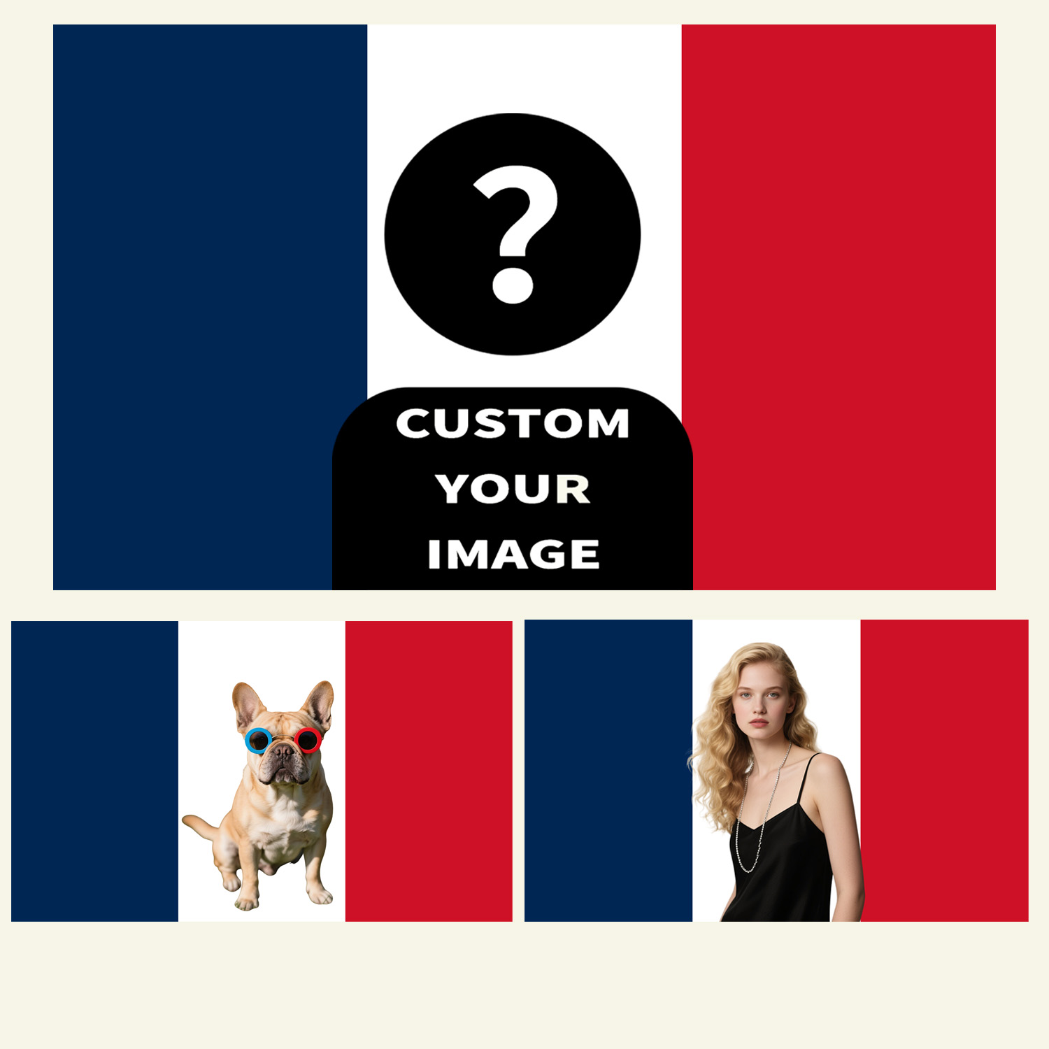 Home Decor Fabric - 1pc 2D FLAT Personalize France/French Flag
