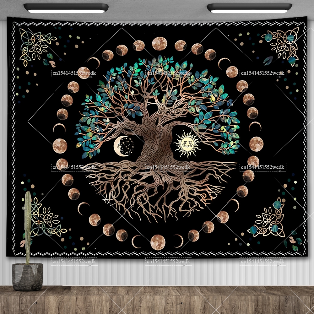 Aesthetic Tapestry - Moon Phase Tree Of Life Tapestry
