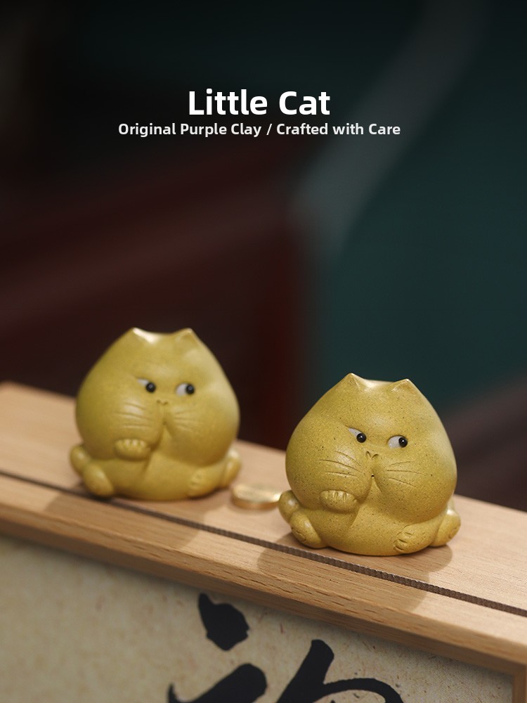 Home Decor From Clay - Handmade Purple Clay Tea Pet Cute