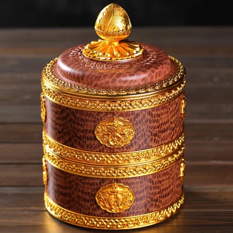 Home Decor Handicraft - Tibetan Brown Resin Double Layer Jar