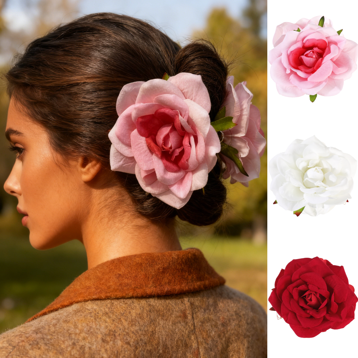 Home Decor Handicraft - 1pc Artificial Rose Hair Claw Clip