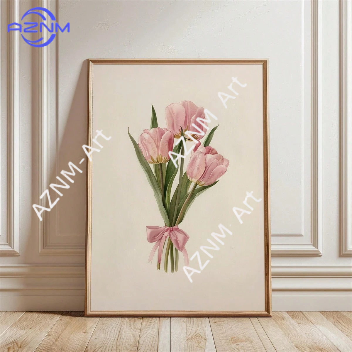 Home Decor Tulip - Pink Tulip Floral Wall Art Canvas