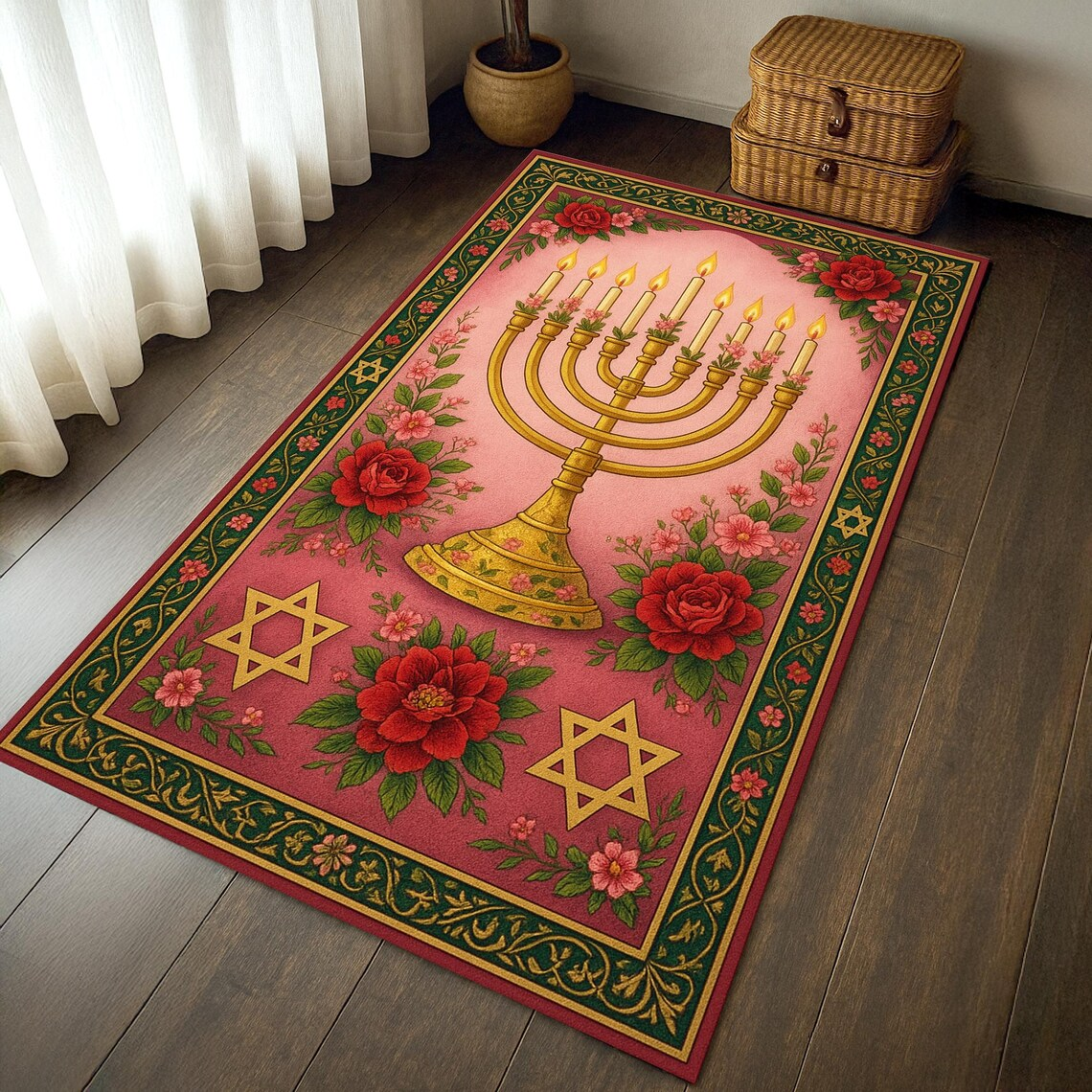 Home Decor Retailers - Star of David Menorah Prayer Mat,