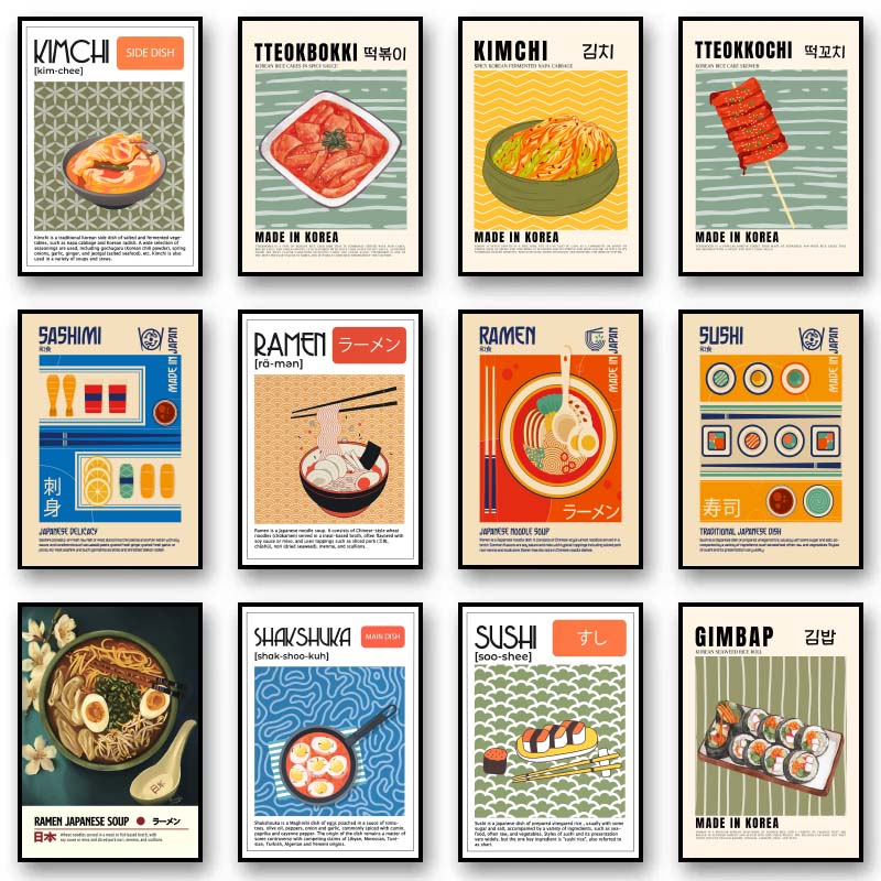 Home Decor Japandi - Asian Food Canvas Painting Poster Japanese