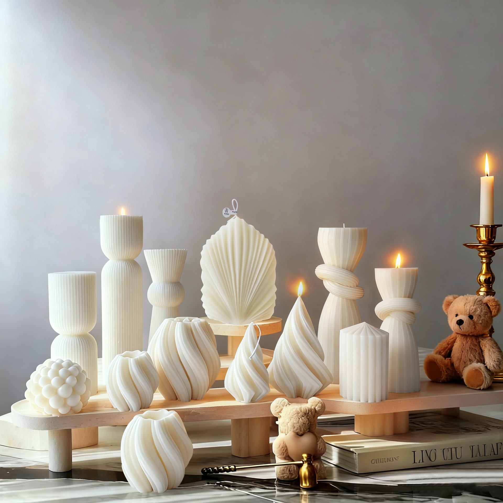 Home Decor Japandi - Nordic Minimalist White Scented Candle Atmosphere