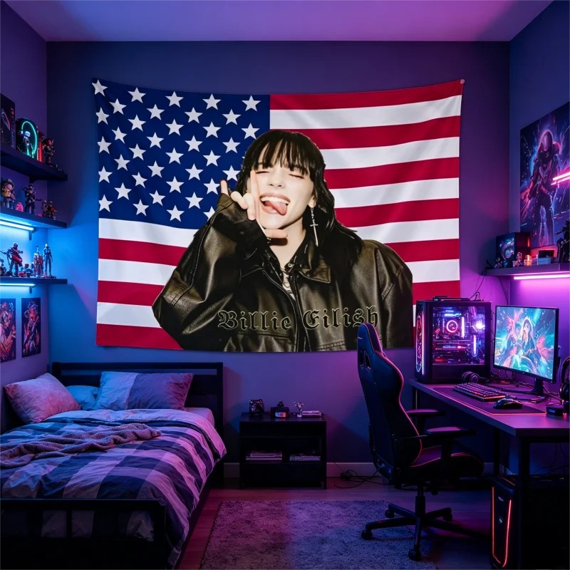 Aesthetic Tapestry - VIKAMA Billie Eilish Tapestry Hip Hop