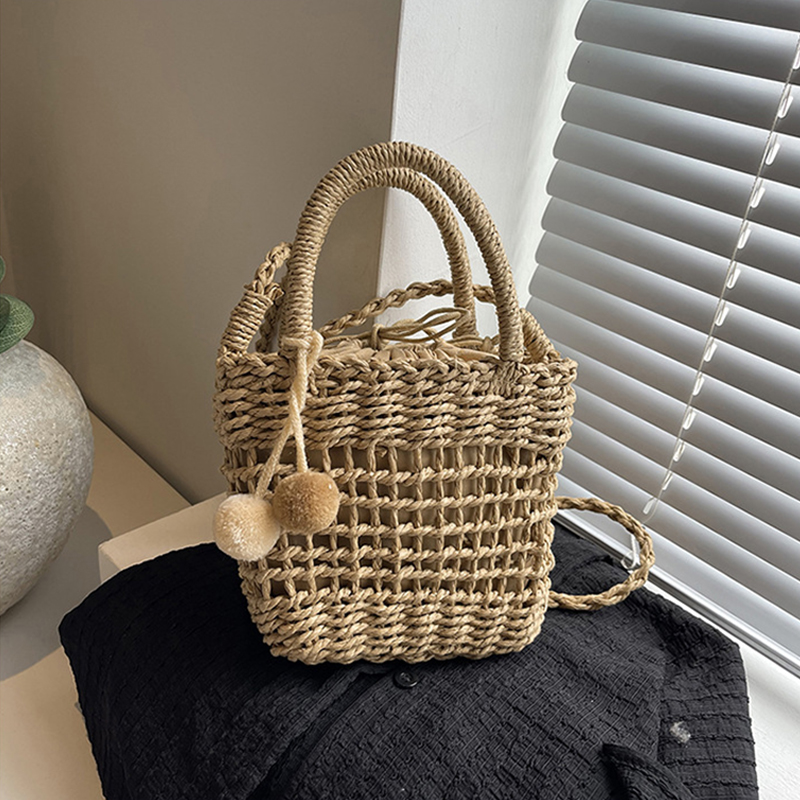 Home Decor Rattan - Grass Woven Rattan Storage Basket Crossbody