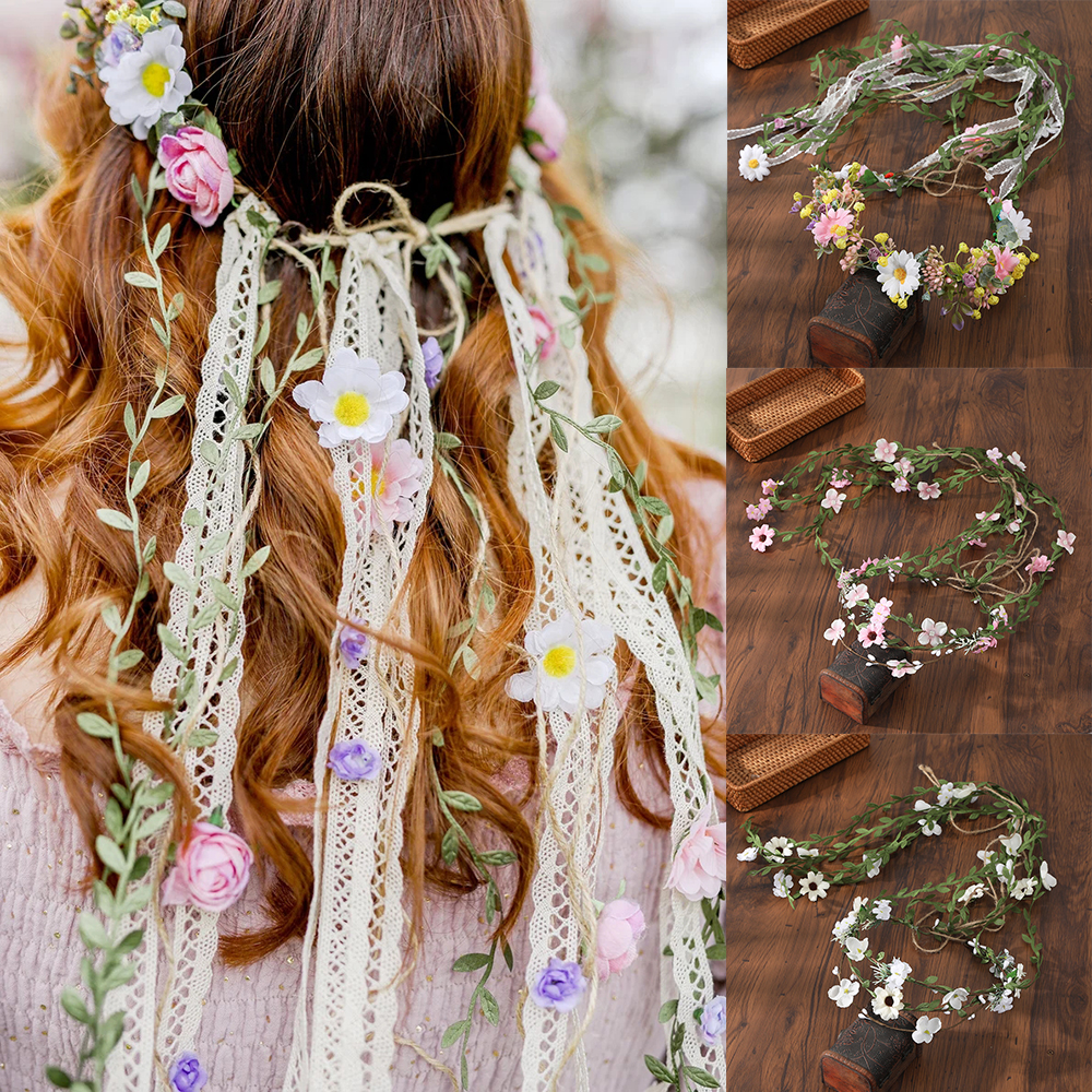 Home Decor Handicraft - Retro Bohemia Flower Hair Crown For