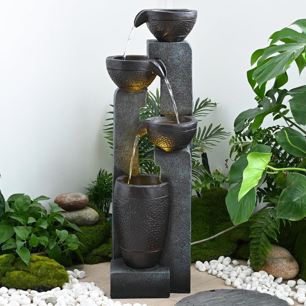 Flooring Home Decor - 40''H 4-Tier Outdoor Garden Water Fountain
