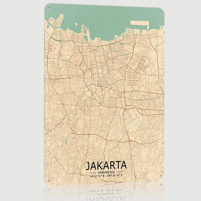 Jakarta Vintage Map Printed Po – обзор и цена Home Decor Jakarta