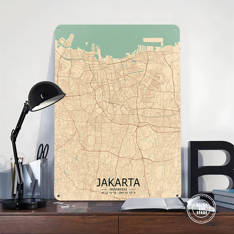Jakarta Vintage Map Printed Po – обзор и цена Home Decor Jakarta