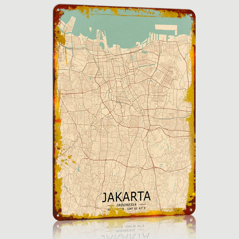 Jakarta Vintage Map Printed Po – обзор и цена Home Decor Jakarta