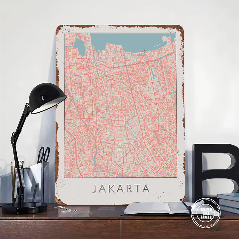 Jakarta Vintage Map Metal Post – обзор и цена Home Decor Jakarta