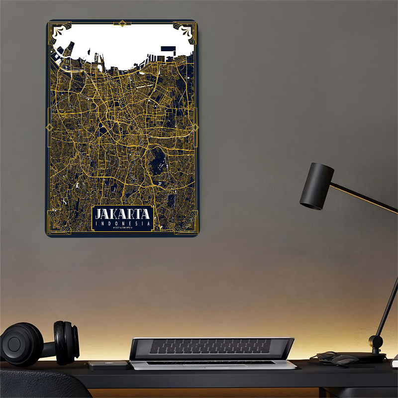 Jakarta City Map Art Deco Post – обзор и цена Home Decor Jakarta