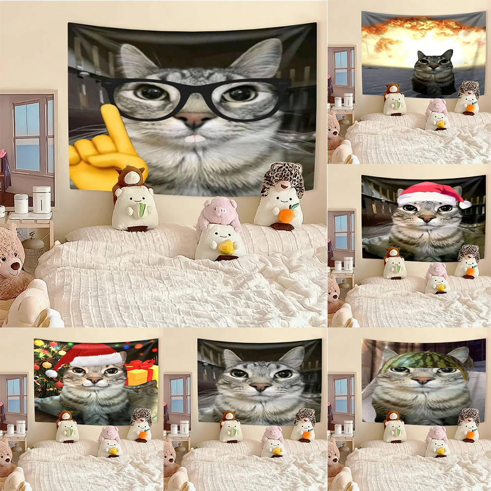 Funny Cat Meme Tapestry, Kawai – обзор и цена Aesthetic Tapestry