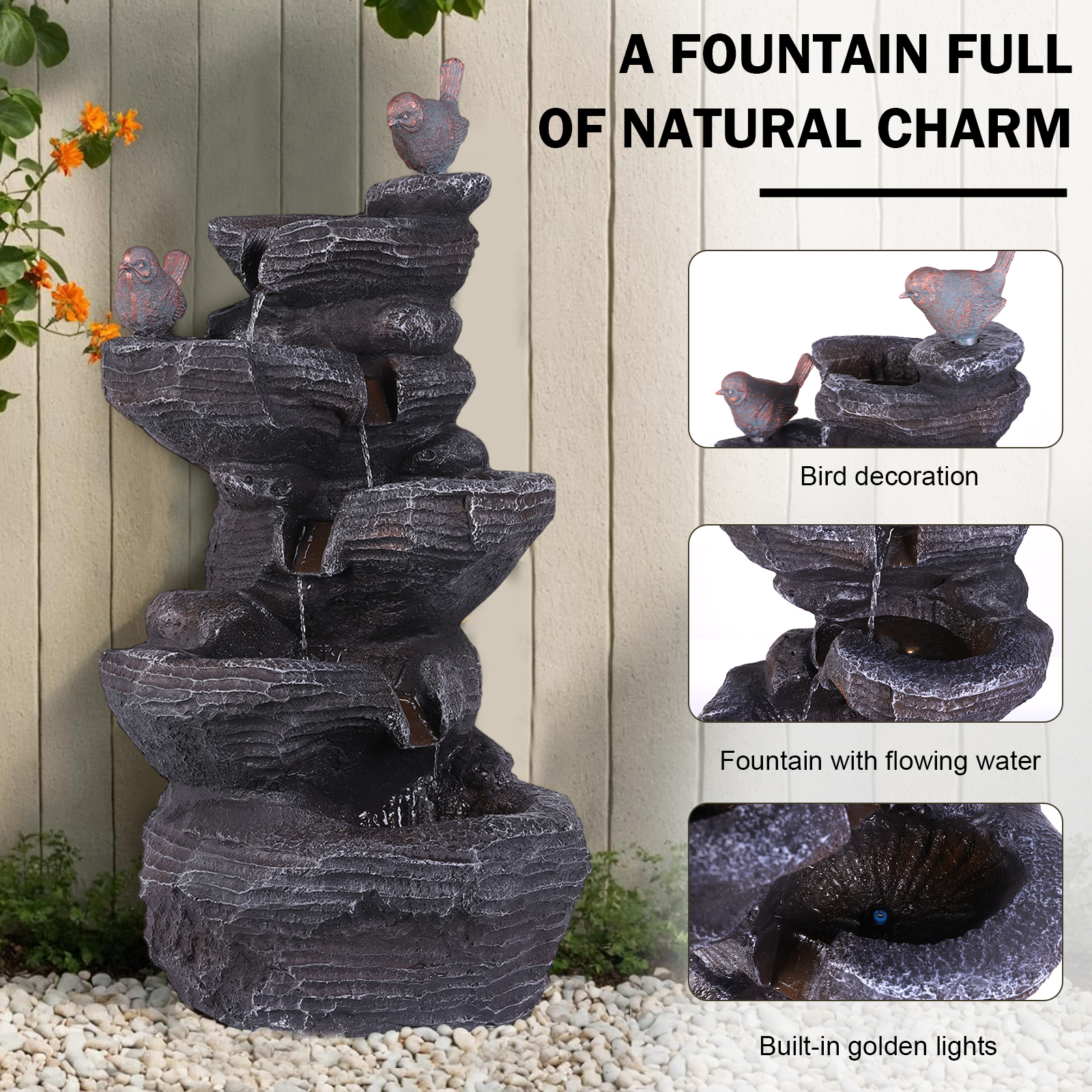 5-Tier Cascading Rock Waterfal – обзор и цена Flooring Home Decor