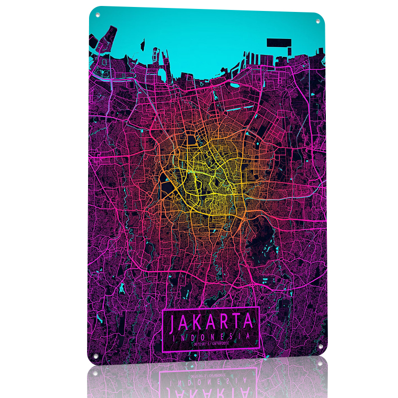 Jakarta City Map Neon Tin Post – обзор и цена Home Decor Jakarta