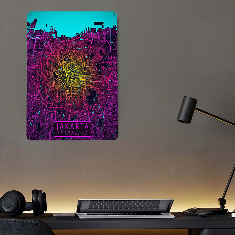 Jakarta City Map Neon Tin Post – обзор и цена Home Decor Jakarta