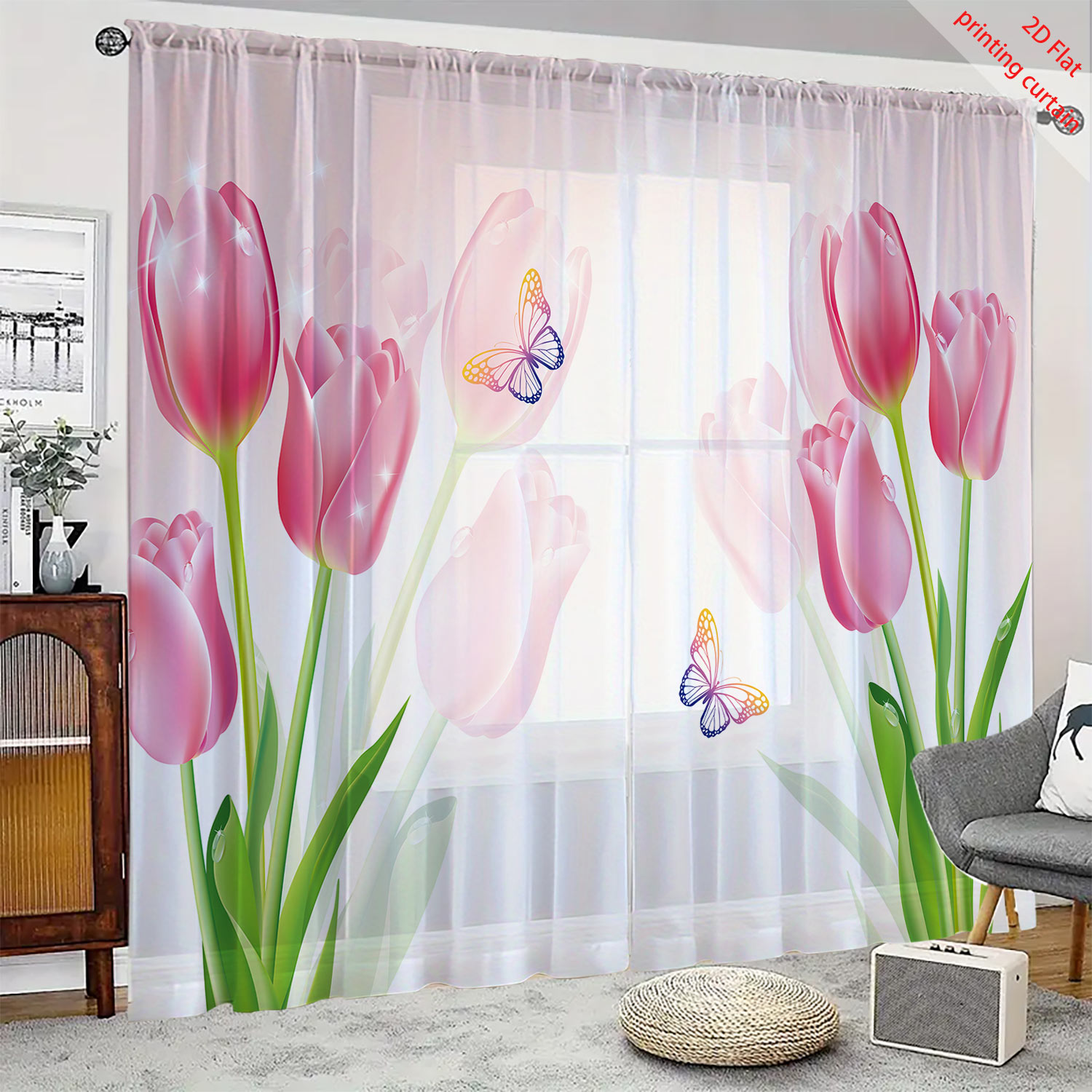 Pink tulip print transparent g – обзор и цена Home Decor Tulip
