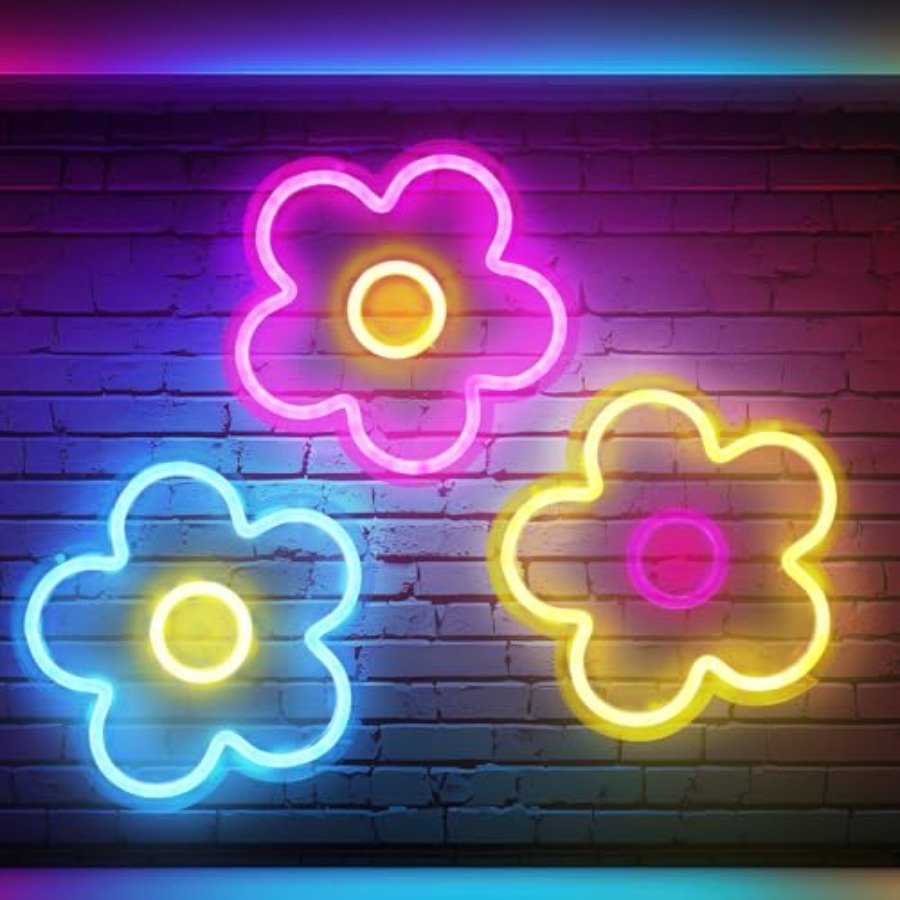 3 Pcs Flower Neon Sign Light u – обзор и цена Home Decor Retro