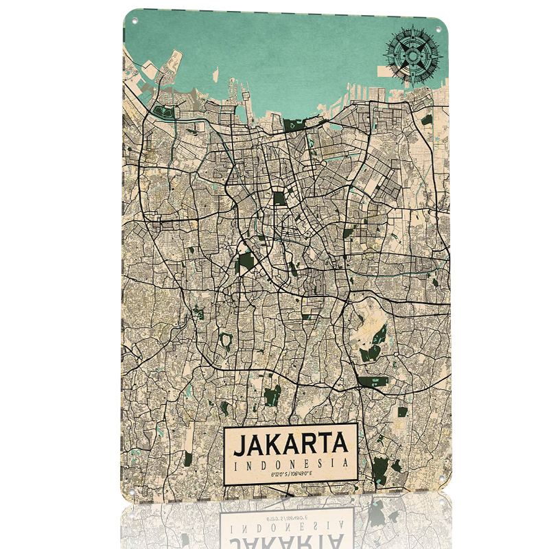 Jakarta City Map Vintage Metal – обзор и цена Home Decor Jakarta
