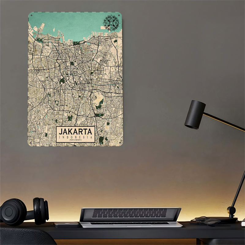 Jakarta City Map Vintage Metal – обзор и цена Home Decor Jakarta