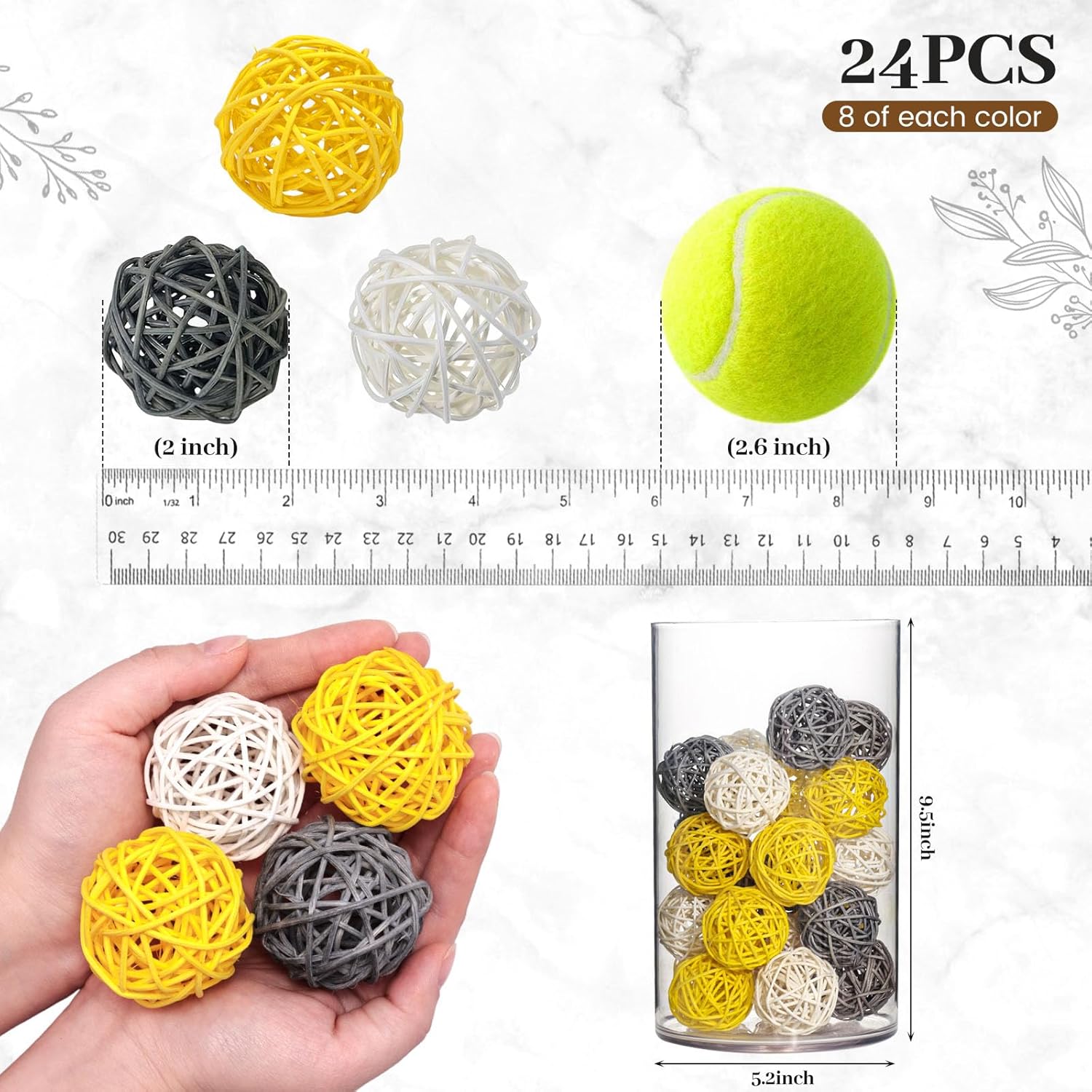 24Pcs Yellow Rattan Balls for  – обзор и цена Home Decor Rattan