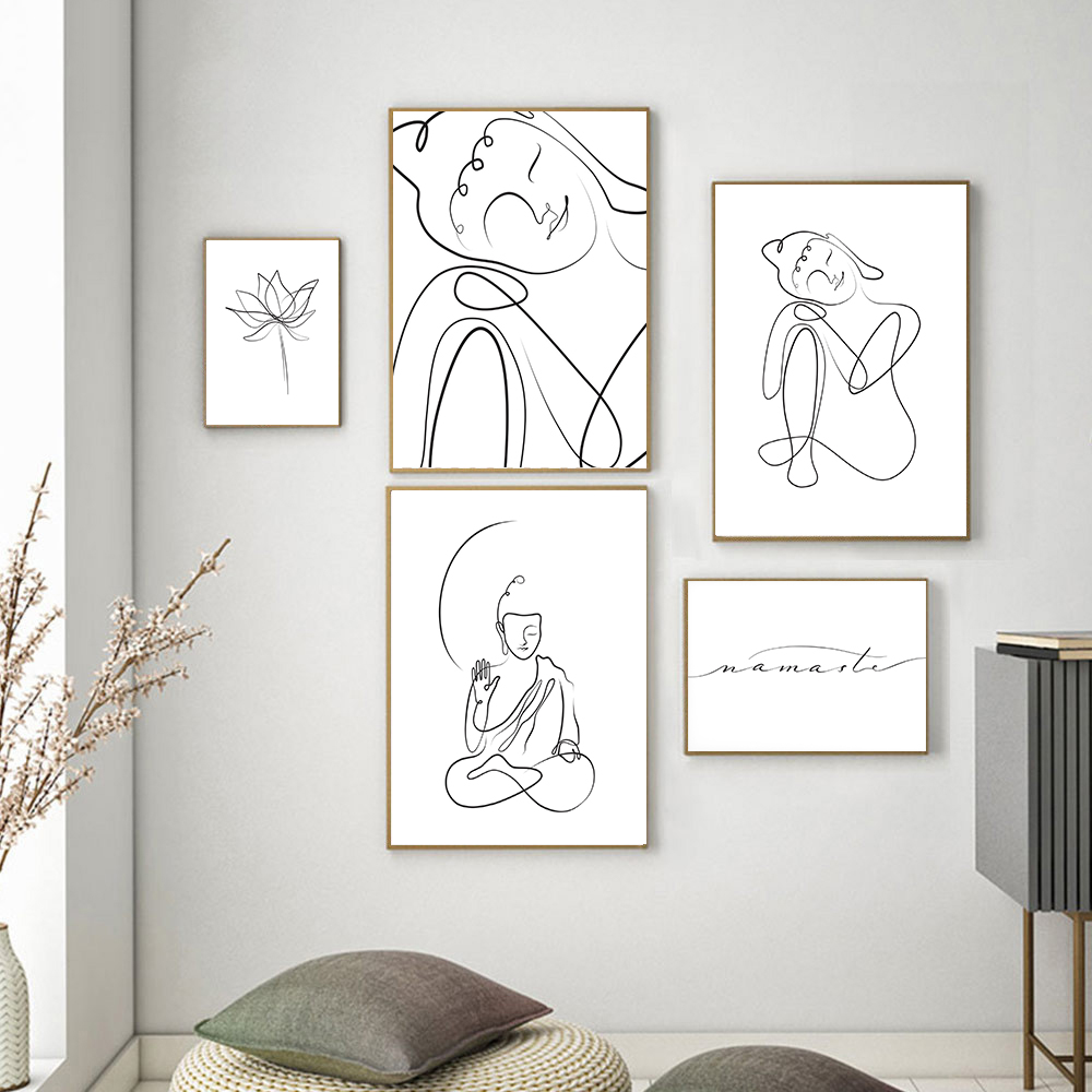 Meditating Buddha Line Canvas  – обзор и цена Home Decor Yoga