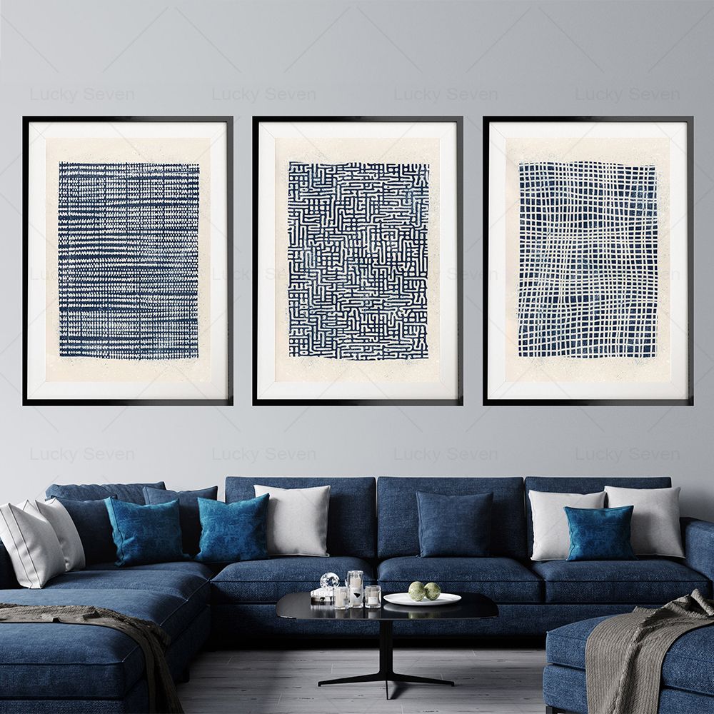 Navy Blue Abstract Modern Mid  – обзор и цена Home Decor Japandi