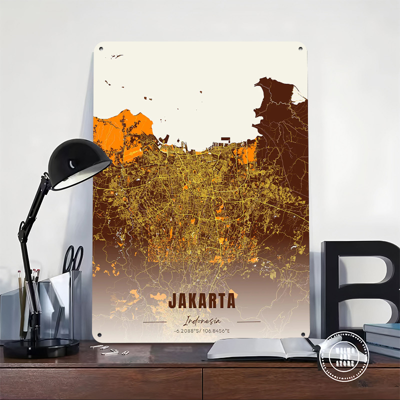 Jakarta City Map Tinplate Post – обзор и цена Home Decor Jakarta
