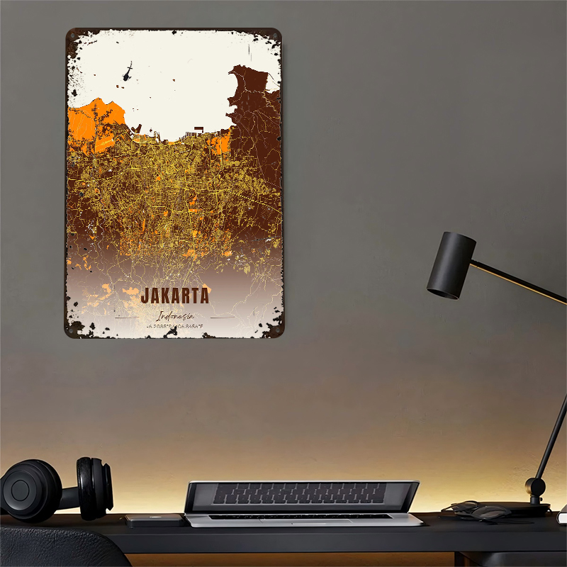 Jakarta City Map Tinplate Post – обзор и цена Home Decor Jakarta