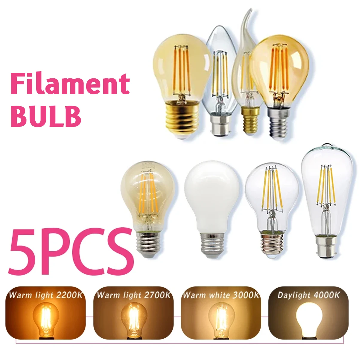 5PCS E27 E14 B22 Retro Edison  – обзор и цена Home Decor Retro
