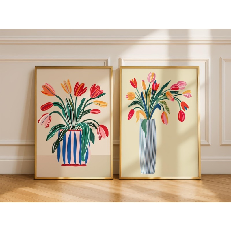 2pcs Tulip Flowers Canvas Wall – обзор и цена Home Decor Tulip