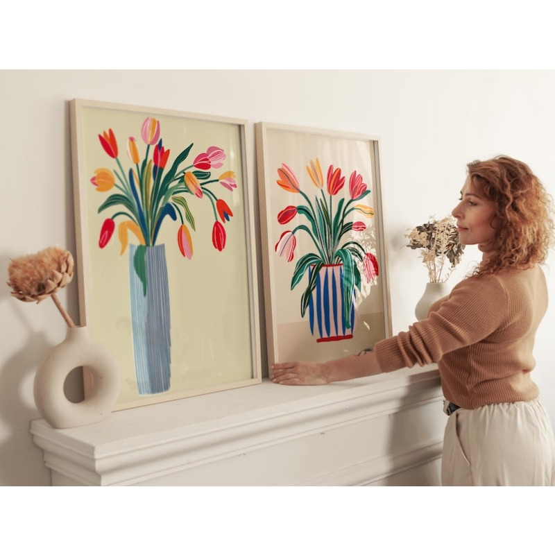 2pcs Tulip Flowers Canvas Wall – обзор и цена Home Decor Tulip