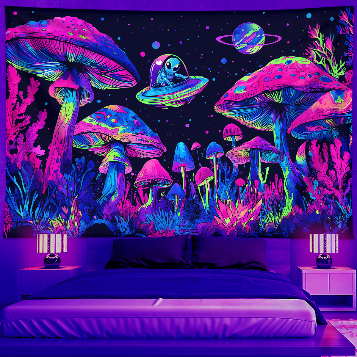 1pc Fluorescent mushroom tapes – обзор и цена Aesthetic Tapestry