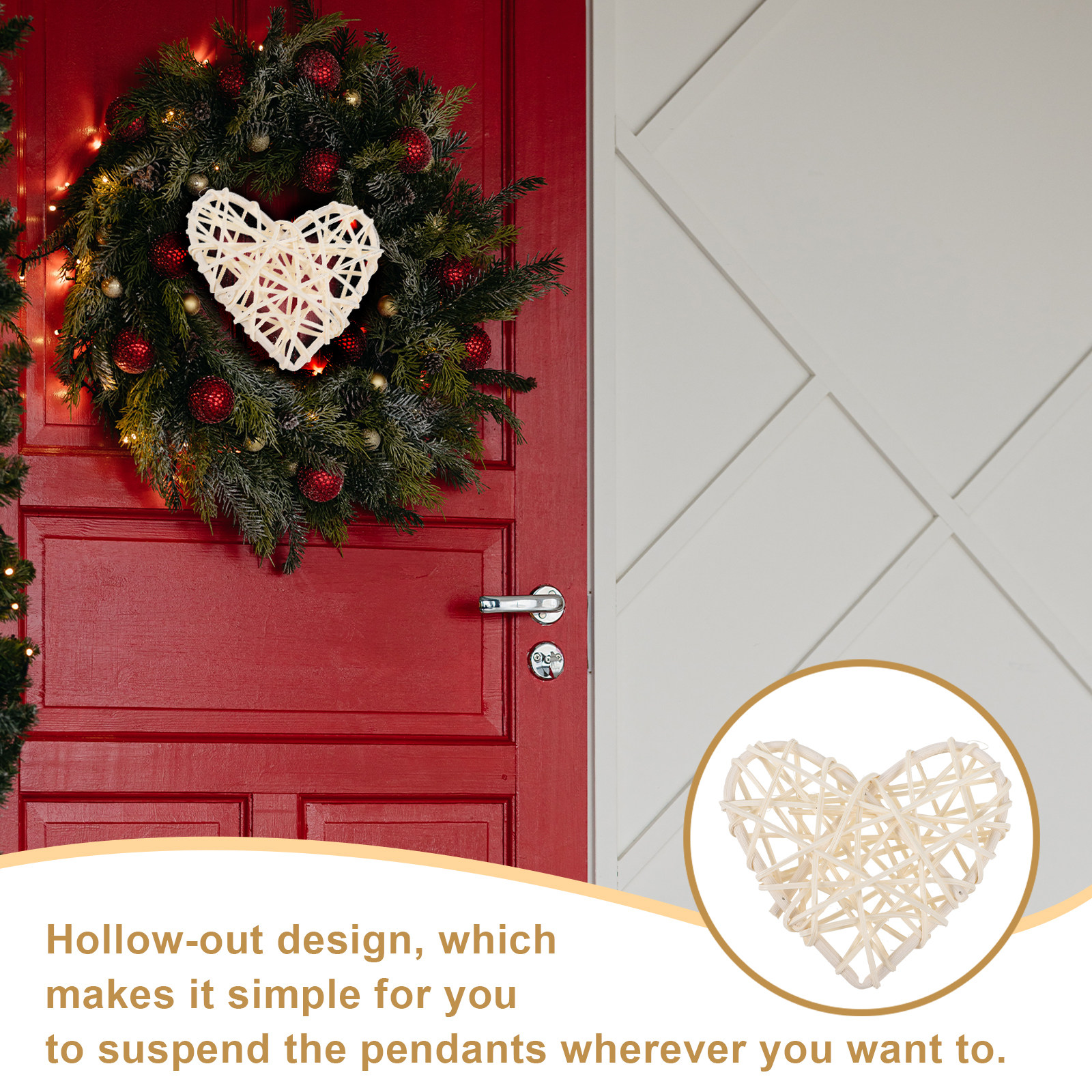 4Pcs Rattan Heart Shape Hangin – обзор и цена Home Decor Rattan